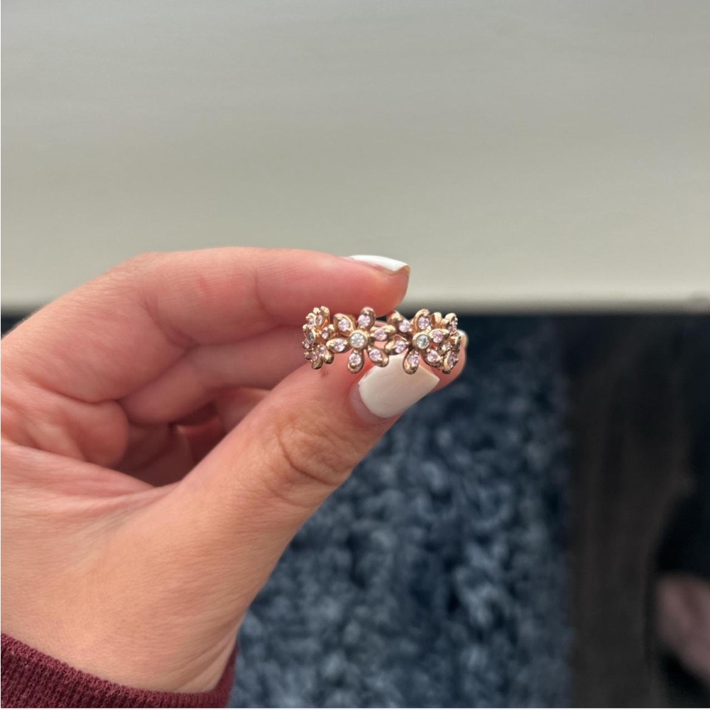 Pandora Pink and Gold Floral Ring